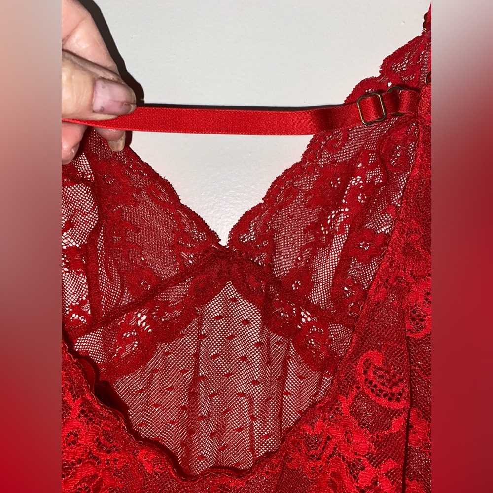 Victoria's Secret Vibrant Red Lacy Baby Doll Chemise